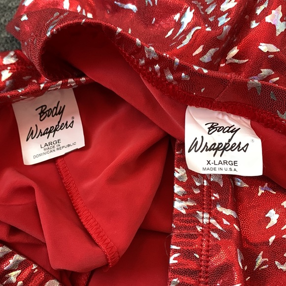 Red Foil Holo Confetti Spandex Hot Shorts L Or XL Cheer & Dance—New - Picture 8 of 11